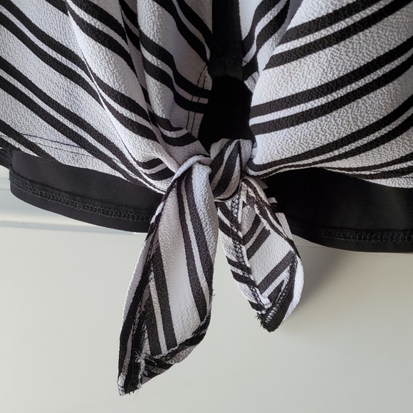 Black Striped Ruffle Sleeve Blouse - Picture 2 of 4